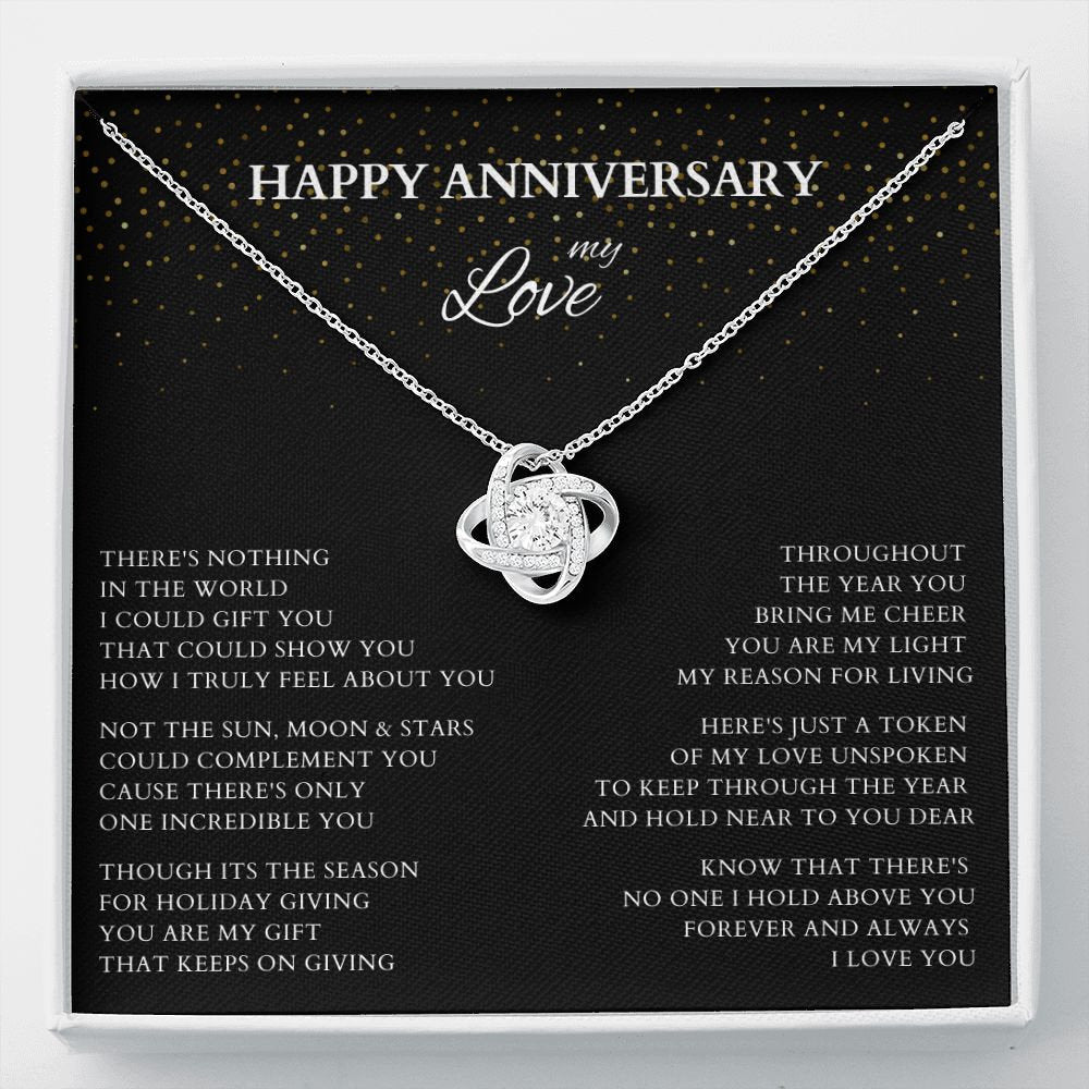 Happy Anniversary Wife Gift Necklace, Original Poem Necklace for Lover Life Partner, Holiday Christmas New Year Anniversary Wife Gift