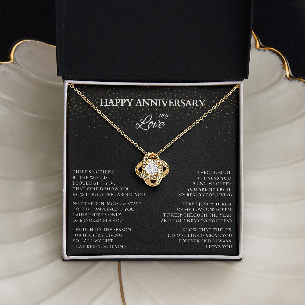 Happy Anniversary Wife Gift Necklace, Original Poem Necklace for Lover Life Partner, Holiday Christmas New Year Anniversary Wife Gift