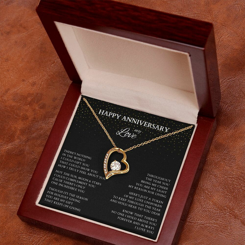 Happy Anniversary Wife Gift Necklace, Original Poem Necklace for Lover Life Partner, Holiday Christmas New Year Anniversary Wife Gift