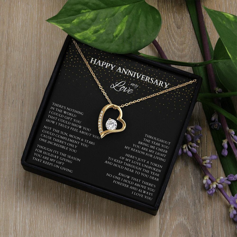 Happy Anniversary Wife Gift Necklace, Original Poem Necklace for Lover Life Partner, Holiday Christmas New Year Anniversary Wife Gift