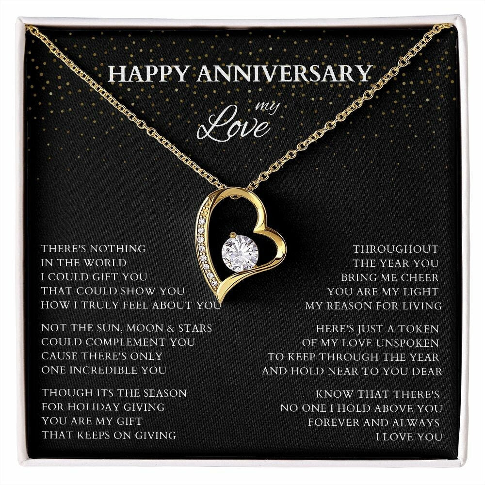 Happy Anniversary Wife Gift Necklace, Original Poem Necklace for Lover Life Partner, Holiday Christmas New Year Anniversary Wife Gift