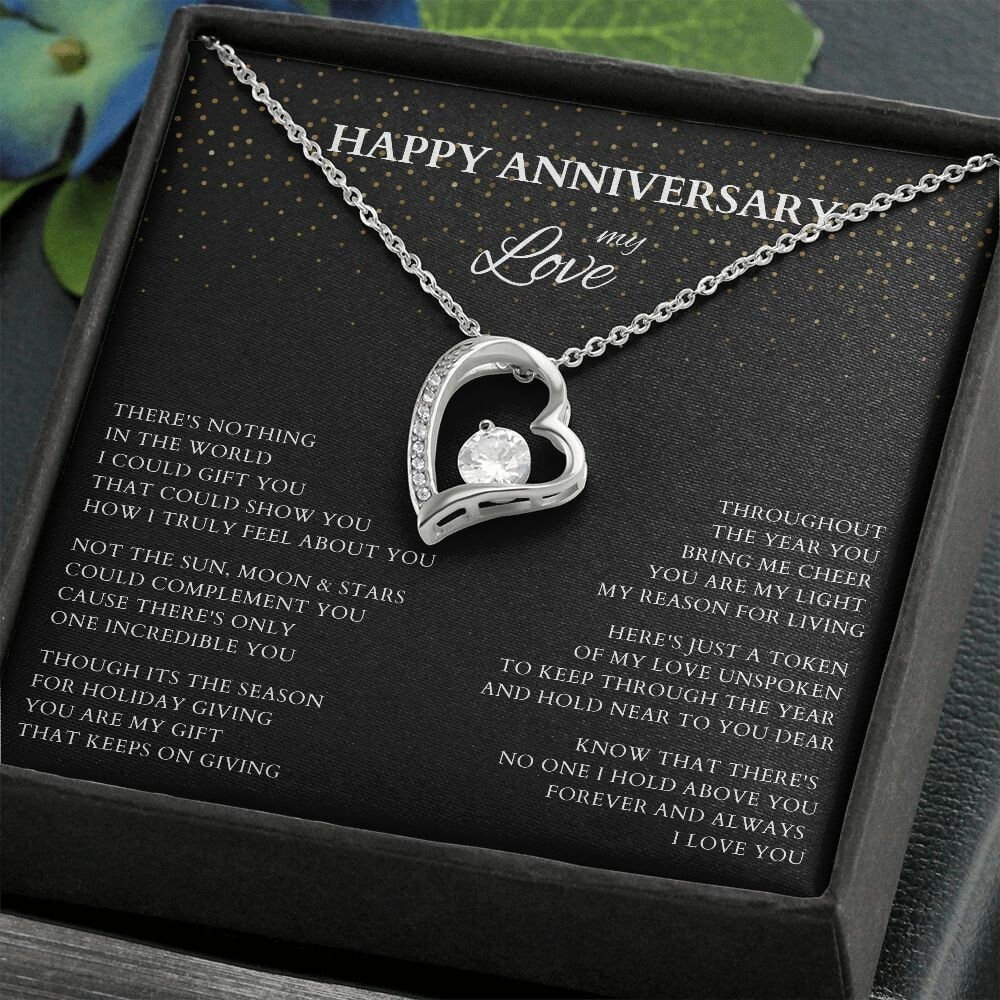 Happy Anniversary Wife Gift Necklace, Original Poem Necklace for Lover Life Partner, Holiday Christmas New Year Anniversary Wife Gift