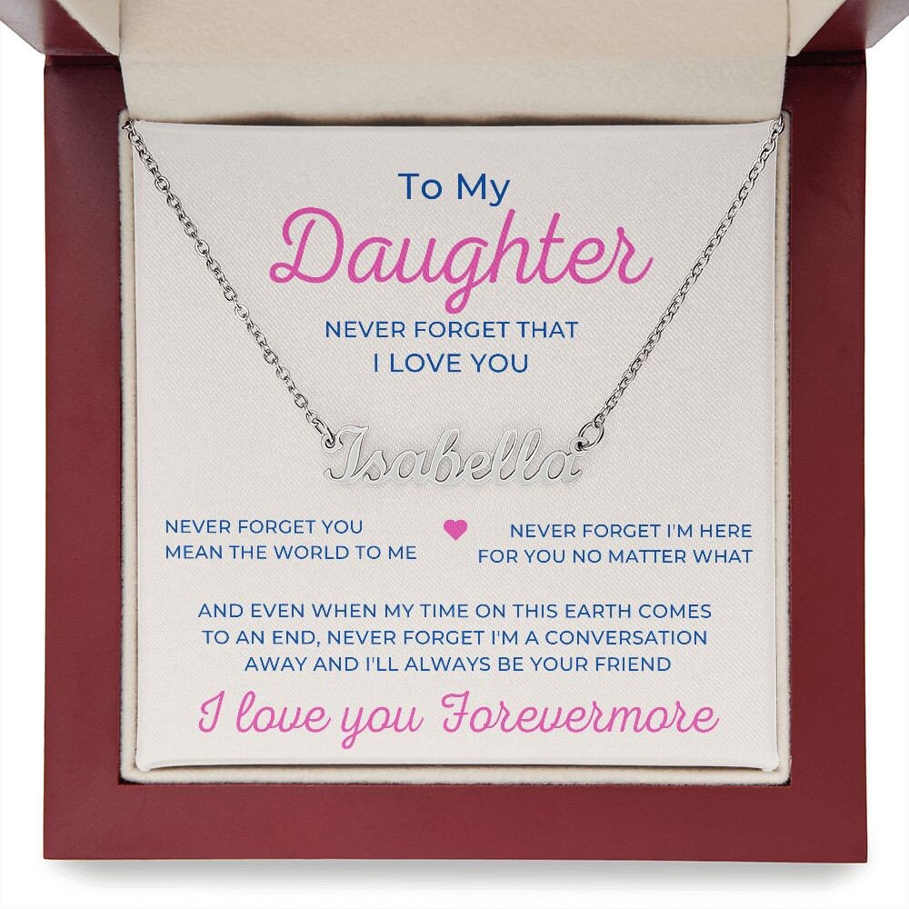 Daughter Name Necklace, Custom Personalized Font, Retro Minimalist Name Necklace, Daughter Name Message Gift