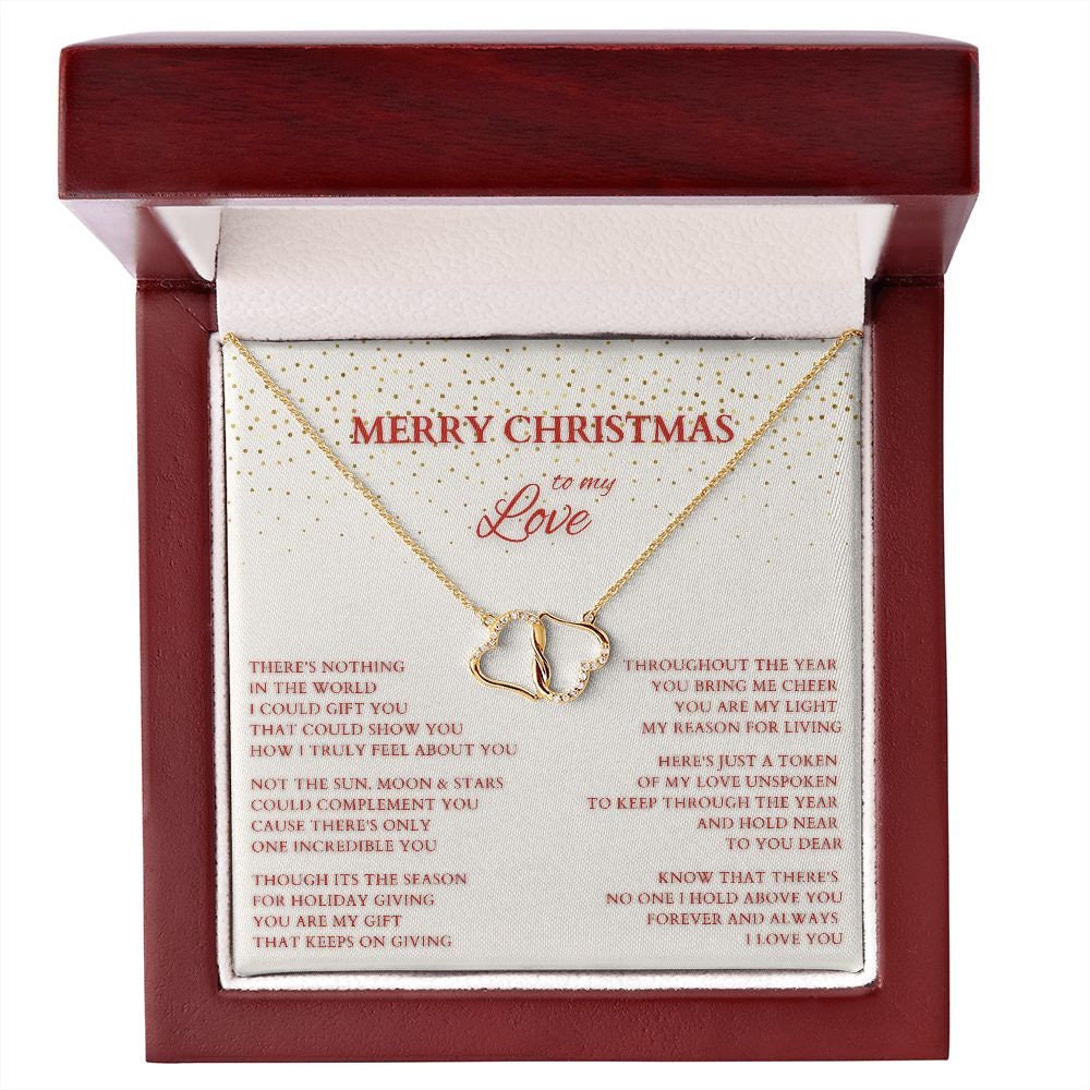 Merry Christmas to My Love Diamond and Gold Necklace to Wife, Everlasting Love Necklace to Lover, Christmas Gift for Partner