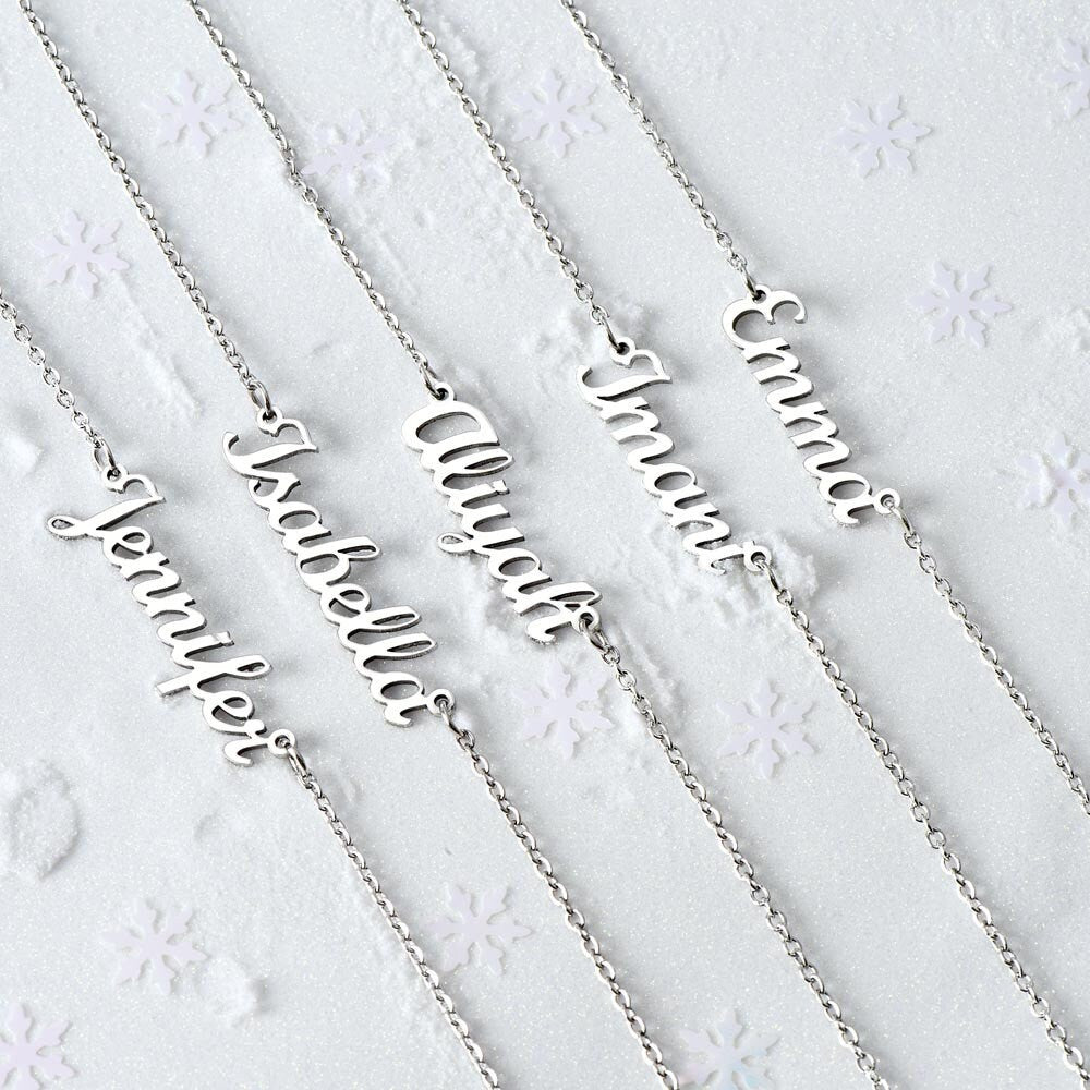 Merry Christmas Name Necklace to My Wife, Holiday Custom Minimalist Necklace with Poem for Love, Lover, Life Partner