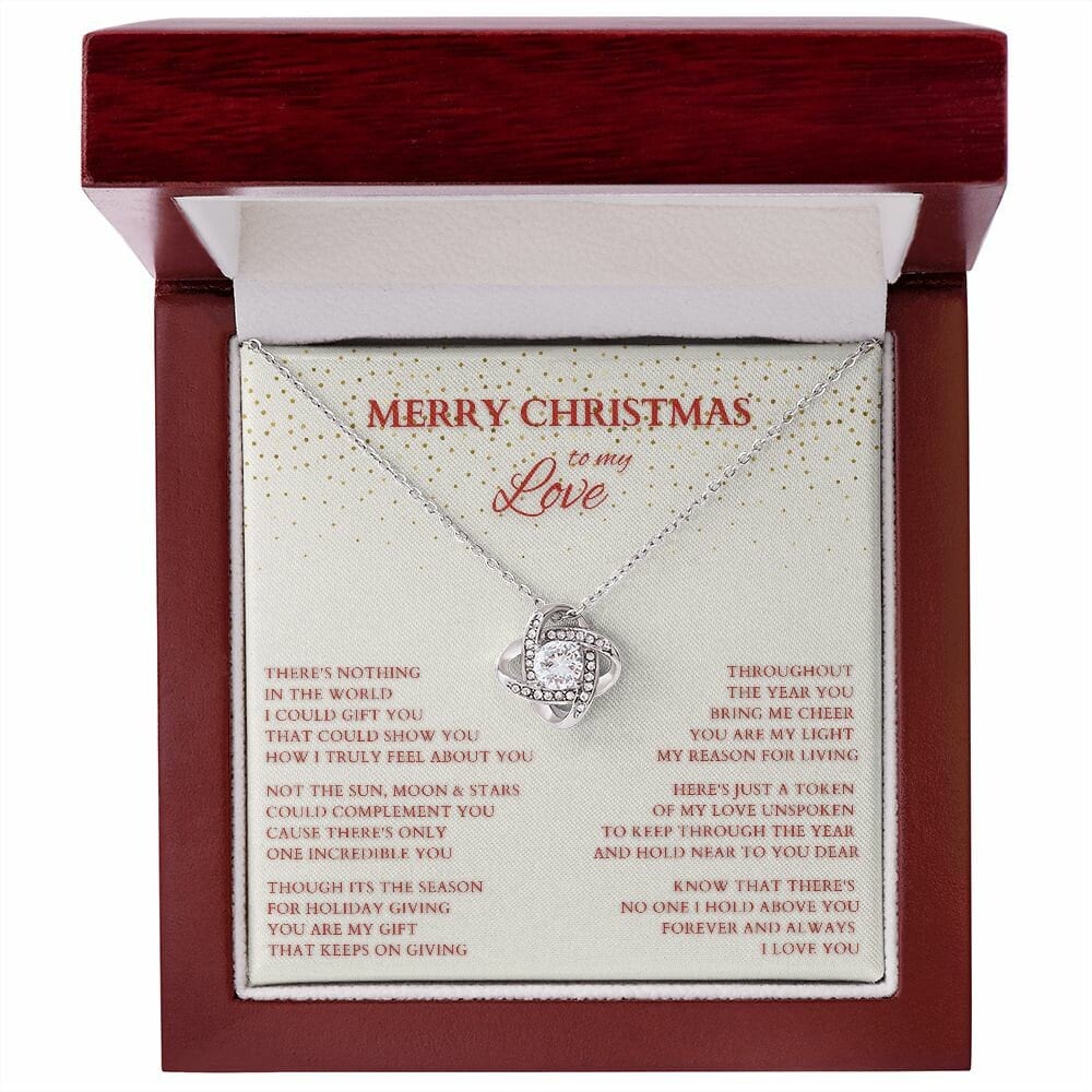 Wife Gift, Merry Christmas to My Love Necklace, Love Knot Christmas Gift for Wife or Lover, Girlfriend Holiday Gift