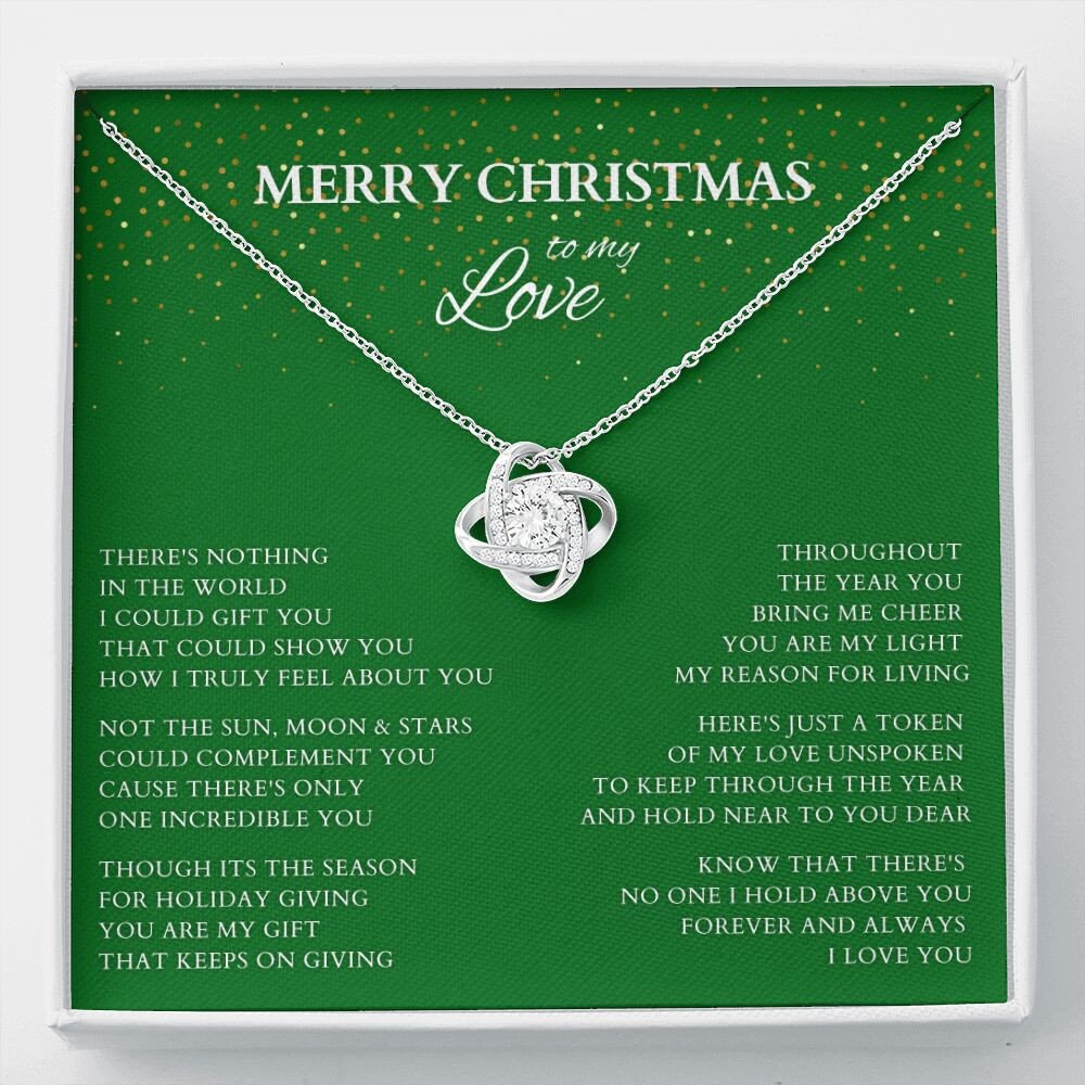 Wife Gift, Merry Christmas to My Love Necklace, Love Knot Christmas Gift for Wife or Lover, Girlfriend Holiday Gift