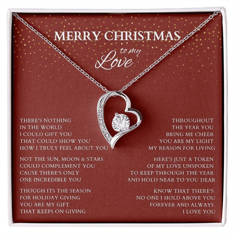 Merry Christmas Love Necklace Gift, Gift for Girlfriend,Holiday Heart Necklace with Poem for Love, Forever Love To Lover, Life Partner Gift