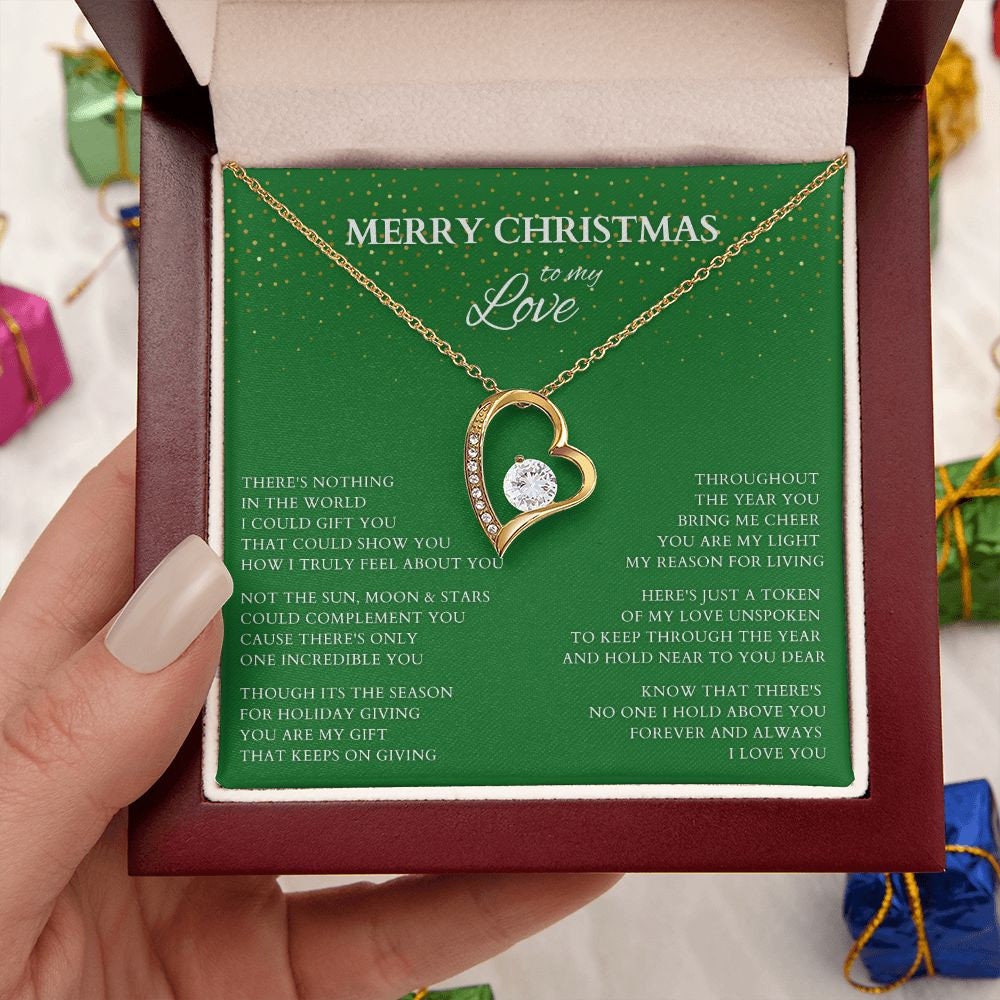 Merry Christmas Love Necklace Gift, Gift for Girlfriend,Holiday Heart Necklace with Poem for Love, Forever Love To Lover, Life Partner Gift