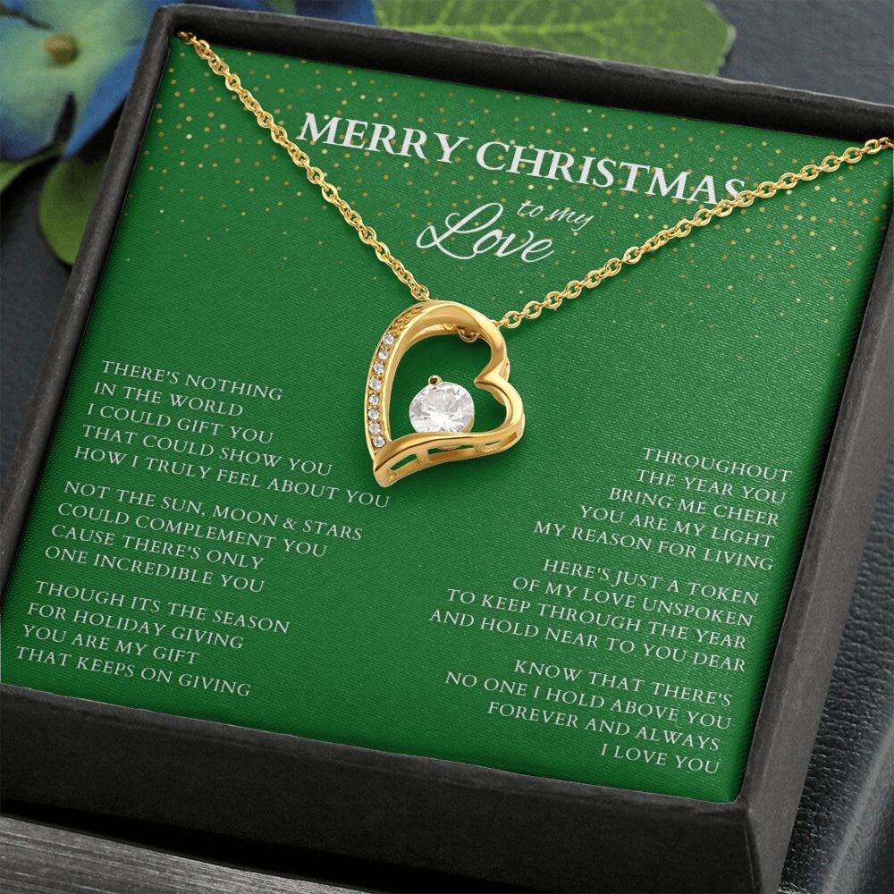 Merry Christmas Love Necklace Gift, Gift for Girlfriend,Holiday Heart Necklace with Poem for Love, Forever Love To Lover, Life Partner Gift