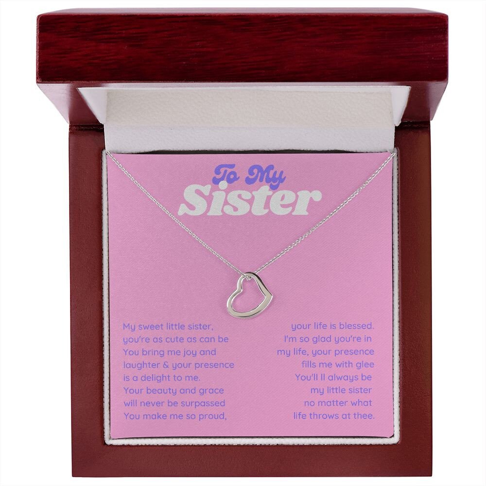 To My Sweet Sister from Sibling, Minimalist Little Gold Heart Necklace Sister Gift