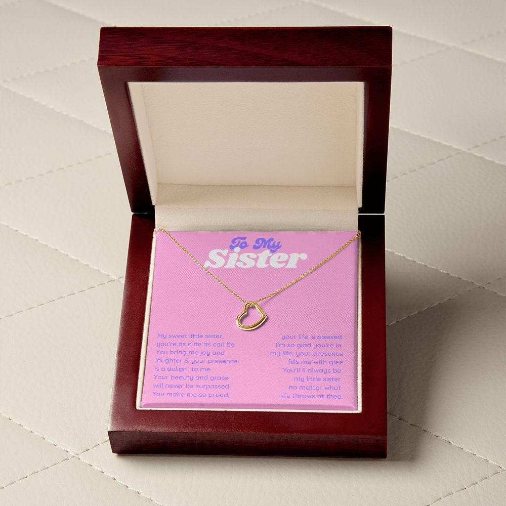To My Sweet Sister from Sibling, Minimalist Little Gold Heart Necklace Sister Gift