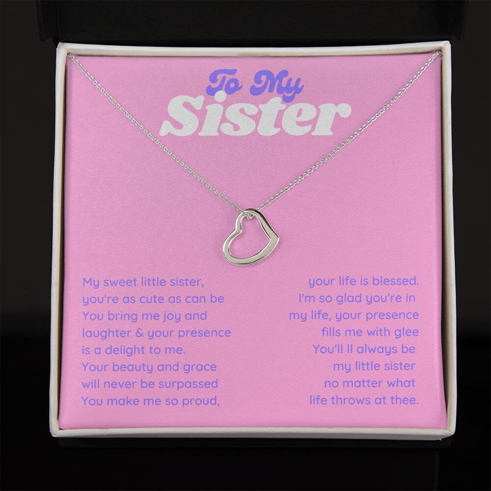 To My Sweet Sister from Sibling, Minimalist Little Gold Heart Necklace Sister Gift