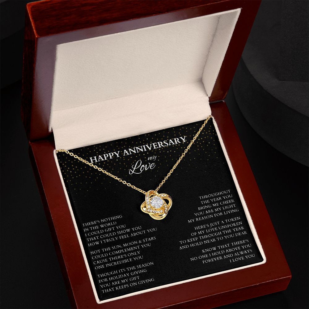 Happy Anniversary Wife Gift Necklace, Original Poem Necklace for Lover Life Partner, Holiday Christmas New Year Anniversary Wife Gift