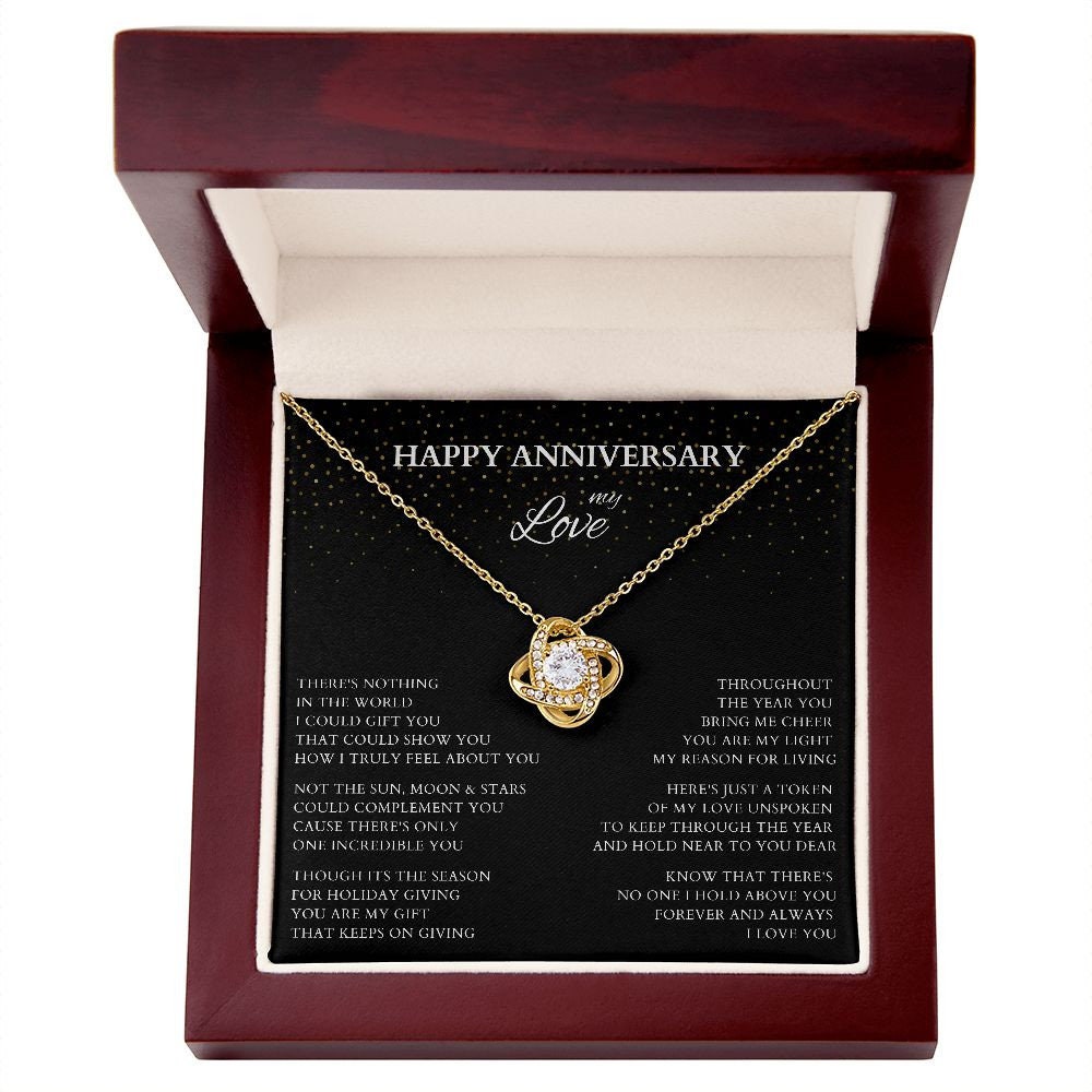 Happy Anniversary Wife Gift Necklace, Original Poem Necklace for Lover Life Partner, Holiday Christmas New Year Anniversary Wife Gift