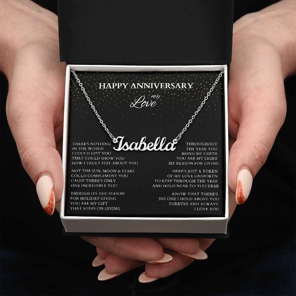 Holiday Christmas Anniversary Custom Personalized Exclusive Retro Name Necklace