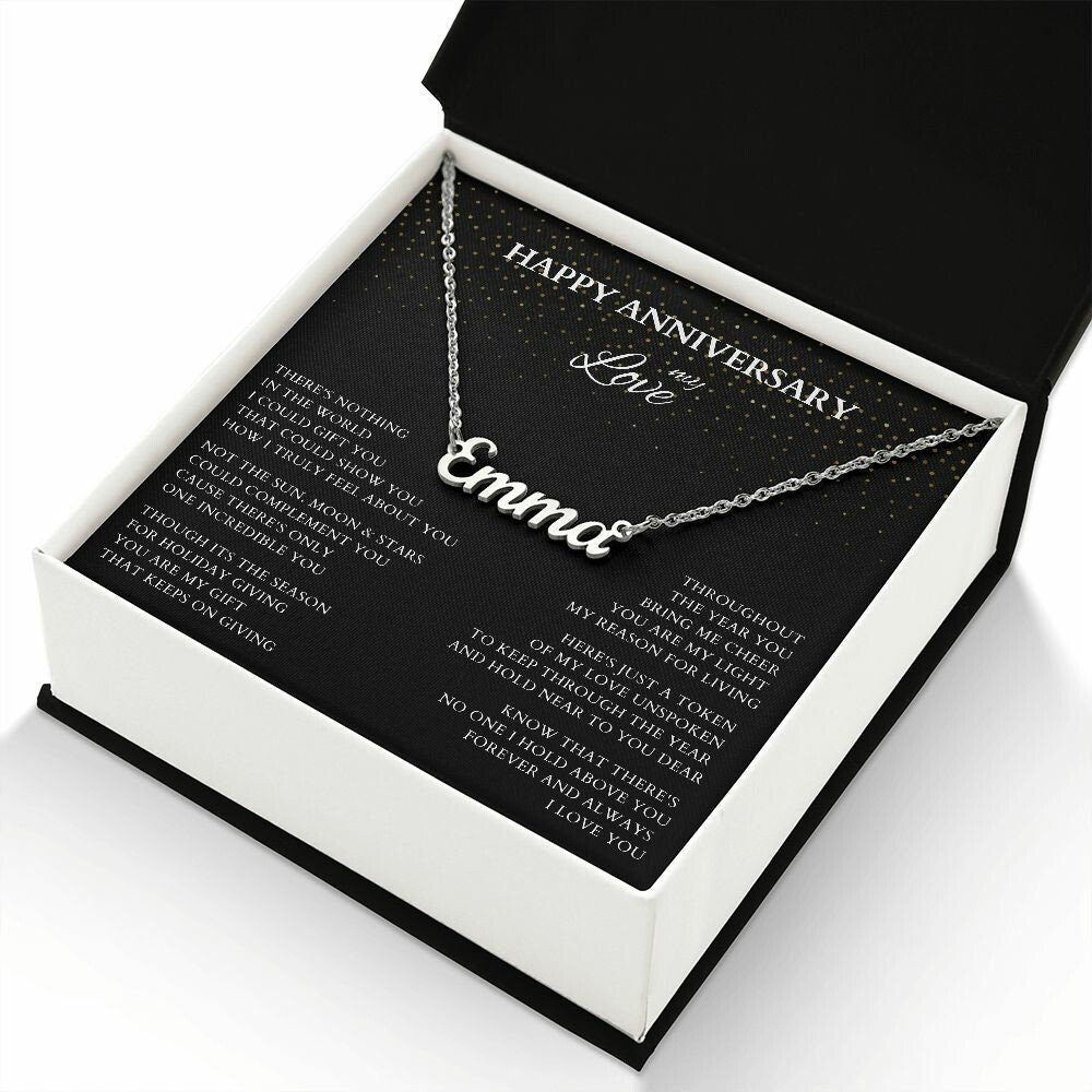 Holiday Christmas Anniversary Custom Personalized Exclusive Retro Name Necklace