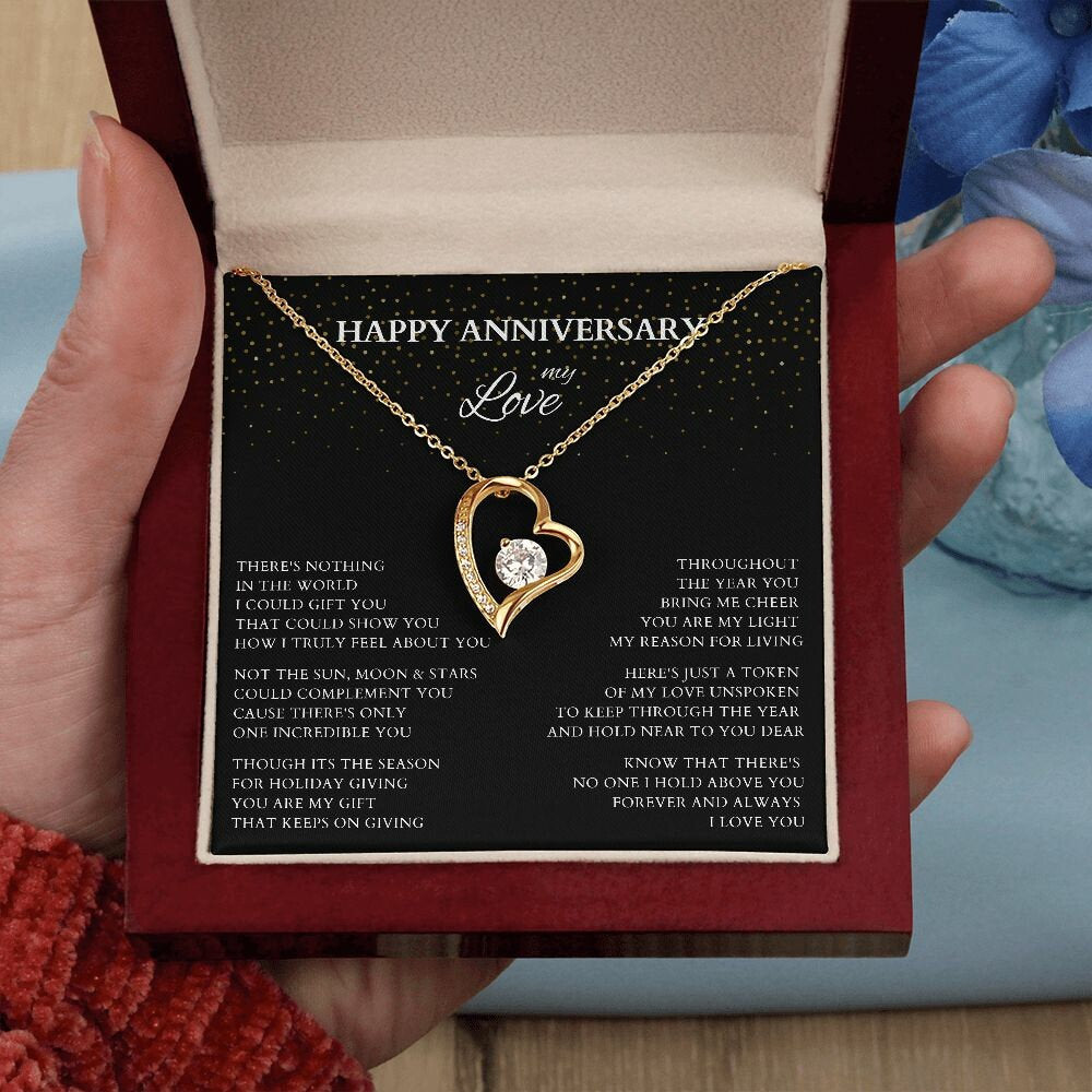 Happy Anniversary Wife Gift Necklace, Original Poem Necklace for Lover Life Partner, Holiday Christmas New Year Anniversary Wife Gift