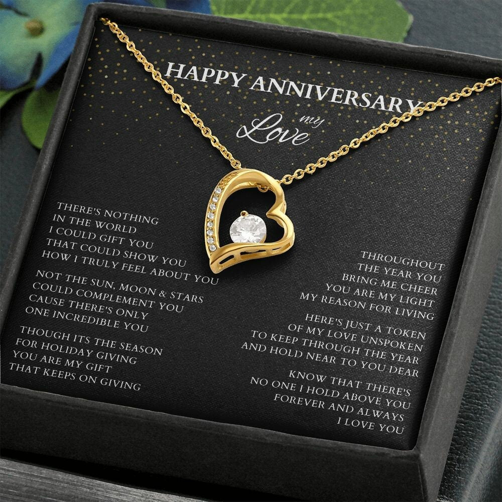 Happy Anniversary Wife Gift Necklace, Original Poem Necklace for Lover Life Partner, Holiday Christmas New Year Anniversary Wife Gift