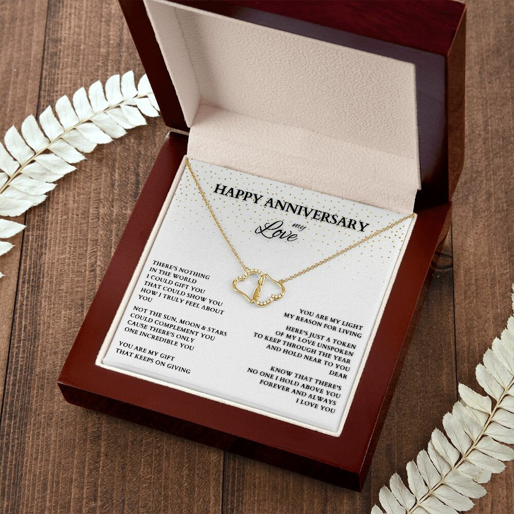 Personalized Anniversary Gift, Gold and Diamond Interlocking Hearts, Anniversary Necklace, Diamond Anniversary Gift, Wife Gift, Lover Gift
