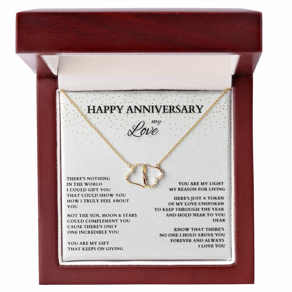 Personalized Anniversary Gift, Gold and Diamond Interlocking Hearts, Anniversary Necklace, Diamond Anniversary Gift, Wife Gift, Lover Gift