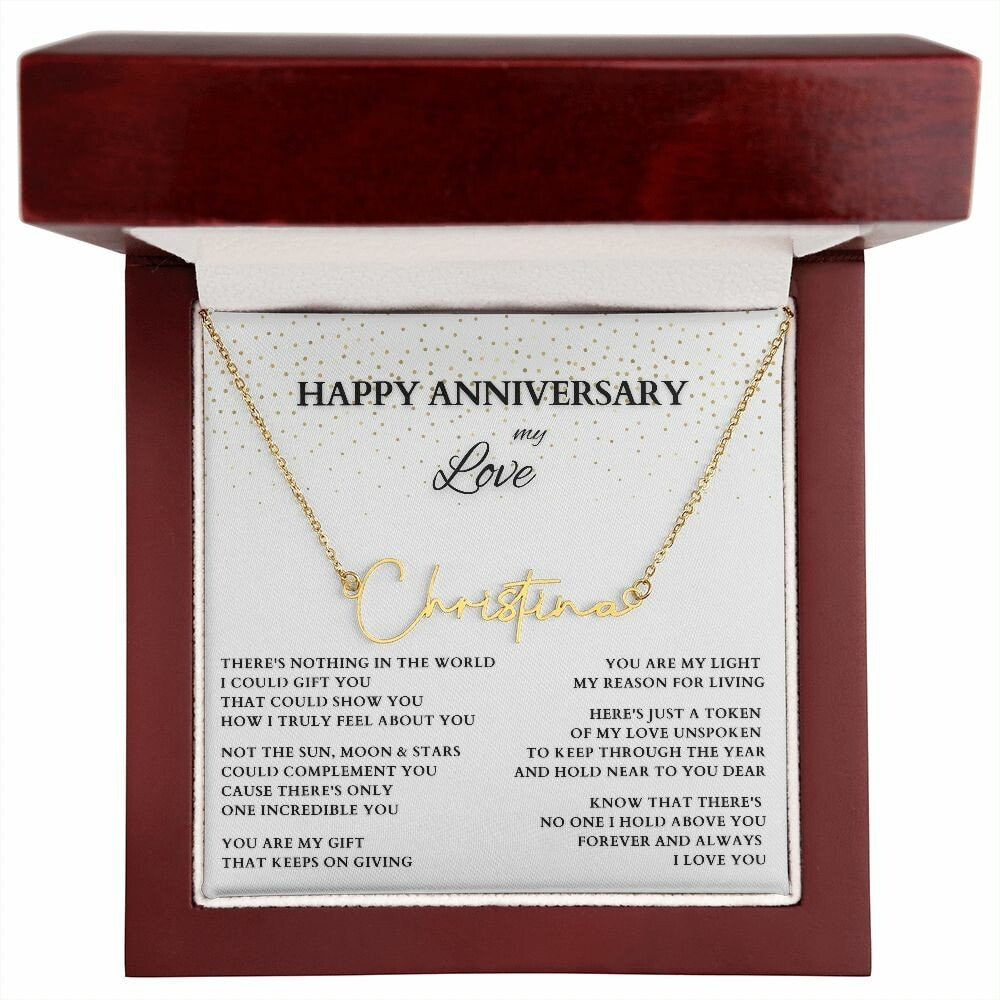 Personalized Name Necklace for Anniversary, Wedding Anniversary Name Necklace, Gold Anniversary Gift, Gold Name Necklace Anniversary Gift