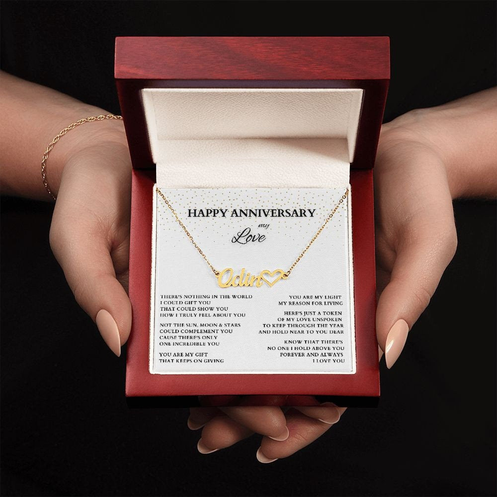 Personalized Name Necklace for Anniversary, Wedding Anniversary Name Necklace, Gold Anniversary Gift, Gold Name Necklace Anniversary Gift