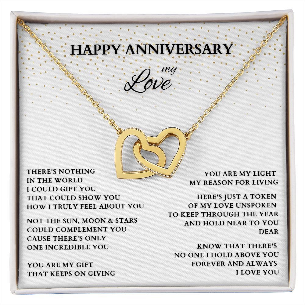 Happy Anniversary Gift, Interlocking Hearts Gift for Wife, Wife Anniversary Gift, Gold Heart Anniversary Gift, custom Anniversary Necklace