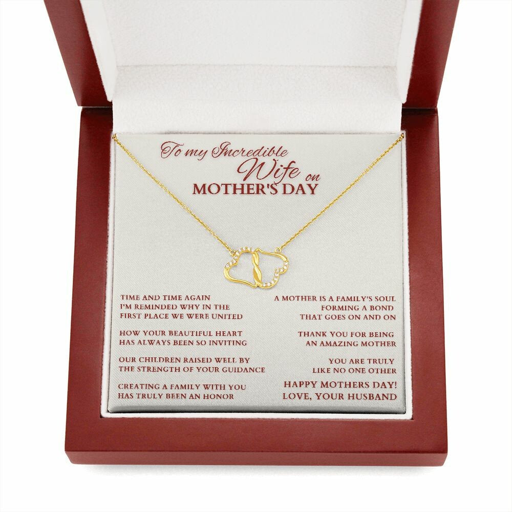 Mother's Day Gift From Husband, Mother's Day Gold Heart Necklace, Gift for Wife from Husband, Wife Mother's Day Gift, Wife Mom Necklace