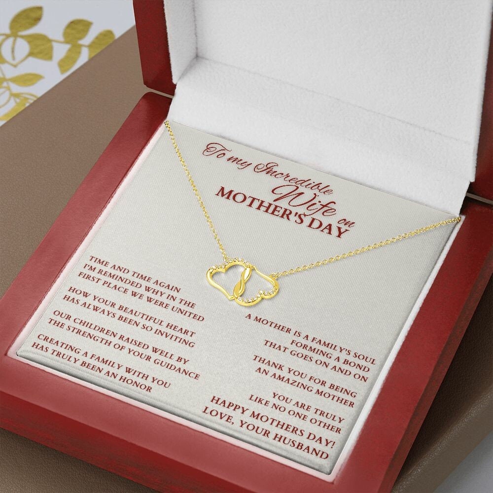 Mother's Day Gift From Husband, Mother's Day Gold Heart Necklace, Gift for Wife from Husband, Wife Mother's Day Gift, Wife Mom Necklace