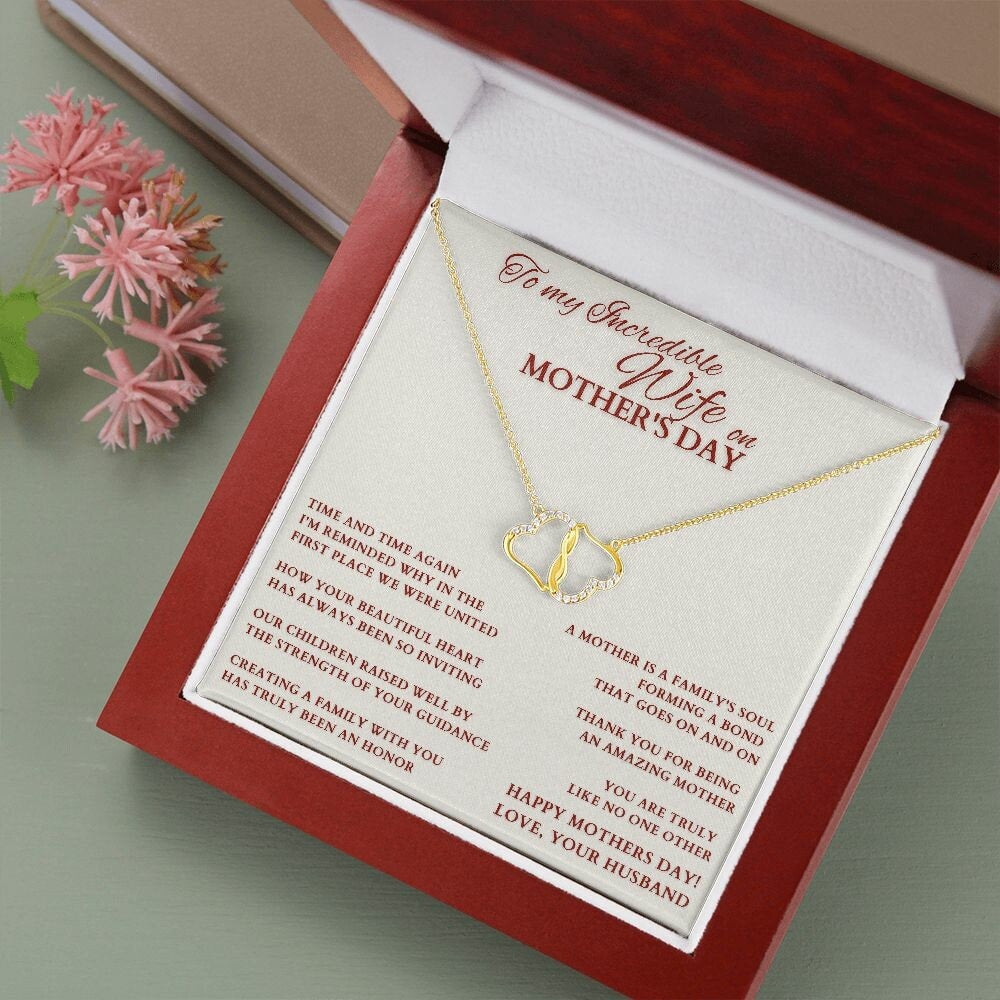 Mother's Day Gift From Husband, Mother's Day Gold Heart Necklace, Gift for Wife from Husband, Wife Mother's Day Gift, Wife Mom Necklace