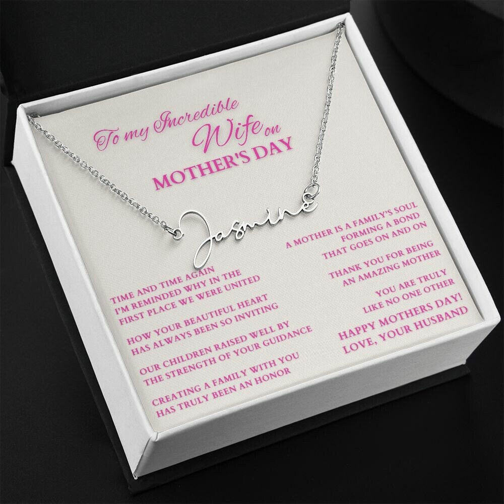 Happy Mother's Day Gift from Hubby, Mothers Day Custom Name Necklace from Husband, To Wife on Mother's Day, Mother of My Children Gift