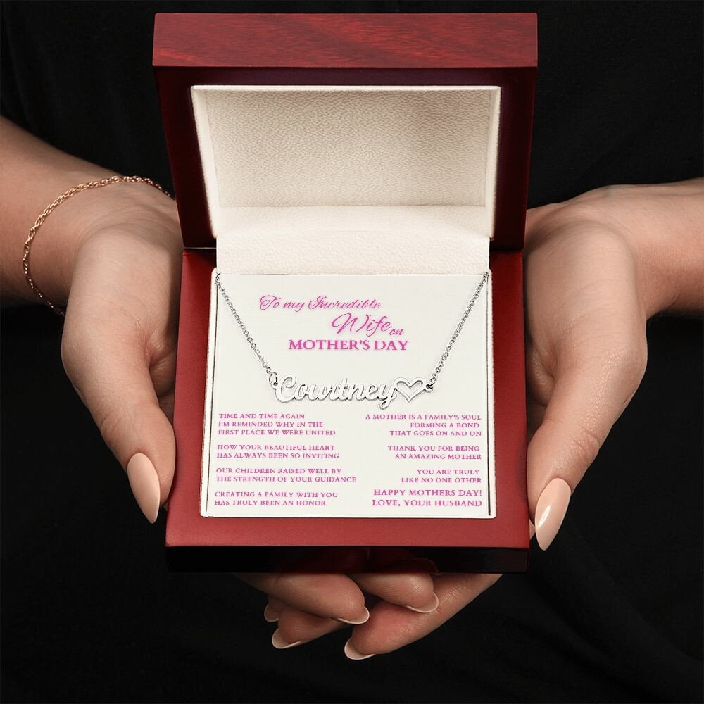 Happy Mother's Day Gift from Hubby, Mothers Day Custom Name Necklace from Husband, To Wife on Mother's Day, Mother of My Children Gift