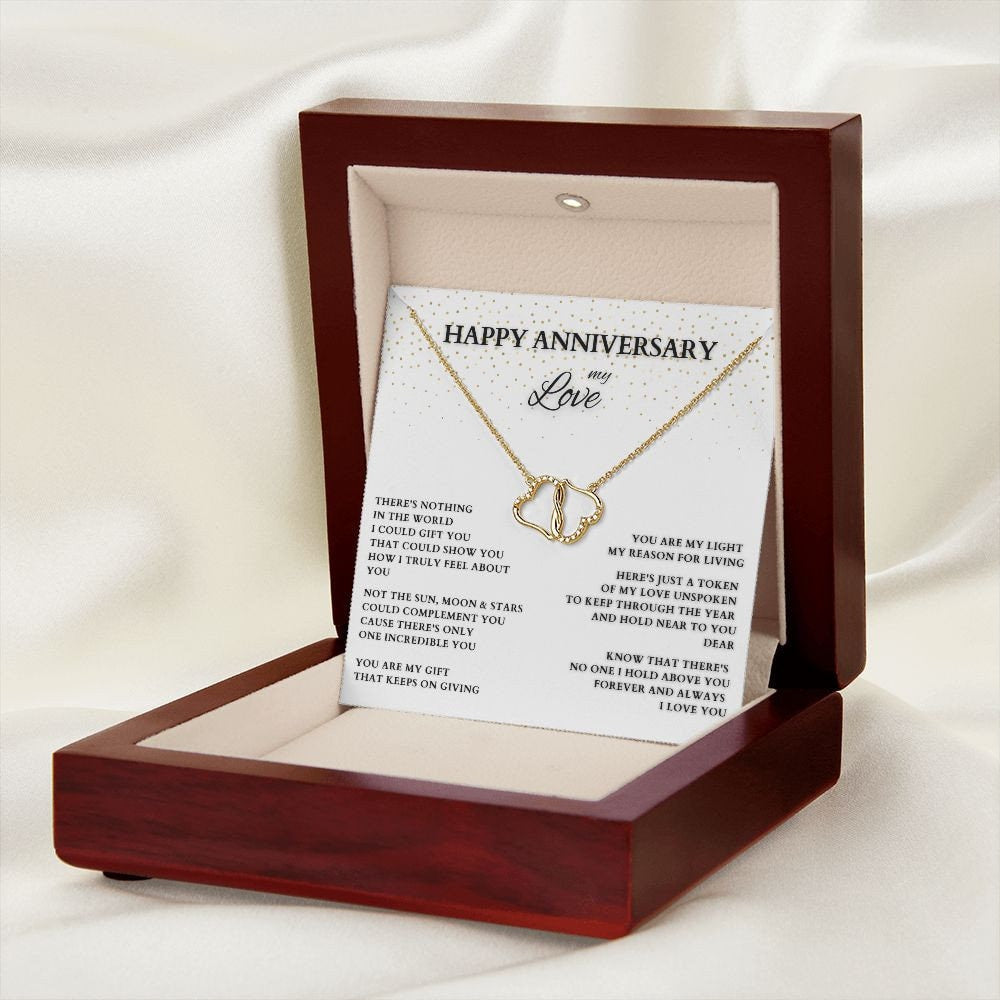 Personalized Anniversary Gift, Gold and Diamond Interlocking Hearts, Anniversary Necklace, Diamond Anniversary Gift, Wife Gift, Lover Gift