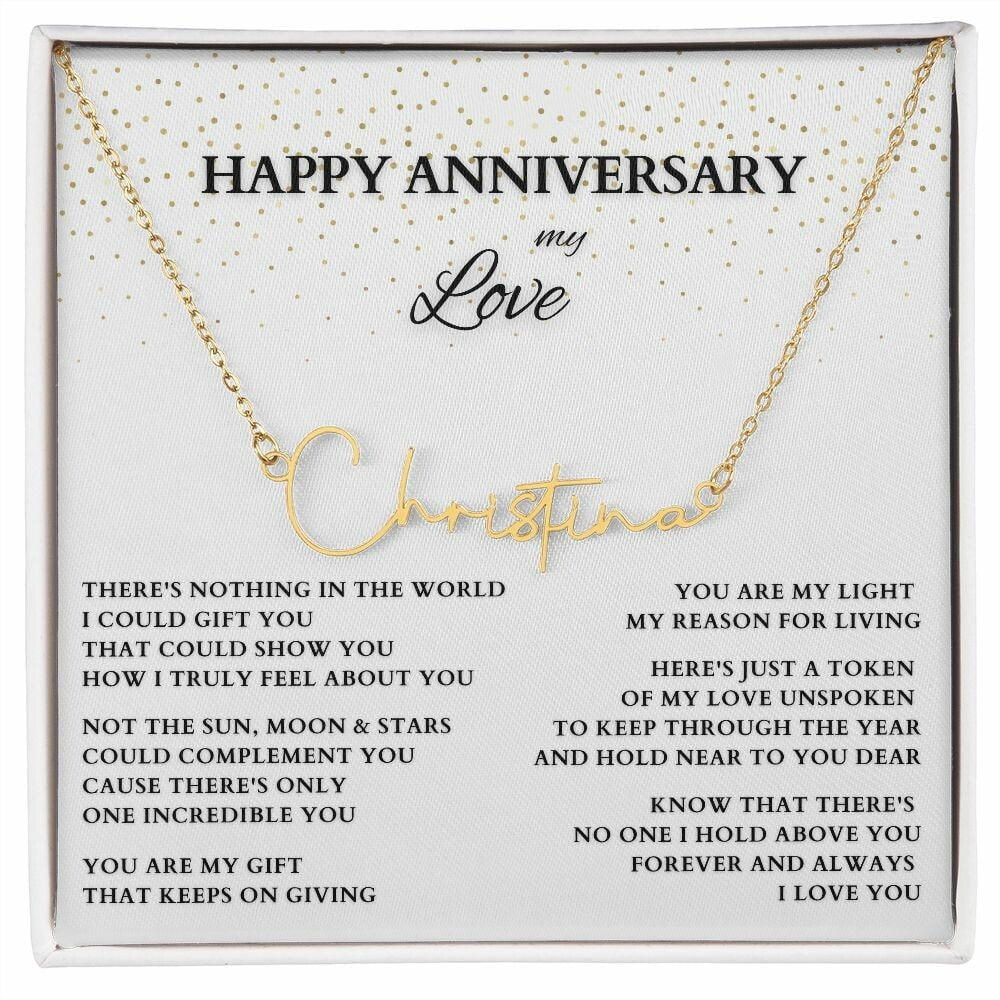 Personalized Name Necklace for Anniversary, Wedding Anniversary Name Necklace, Gold Anniversary Gift, Gold Name Necklace Anniversary Gift