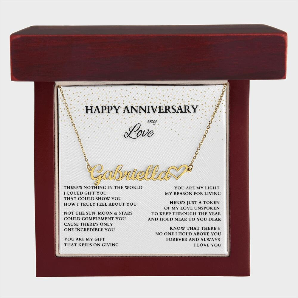Personalized Name Necklace for Anniversary, Wedding Anniversary Name Necklace, Gold Anniversary Gift, Gold Name Necklace Anniversary Gift