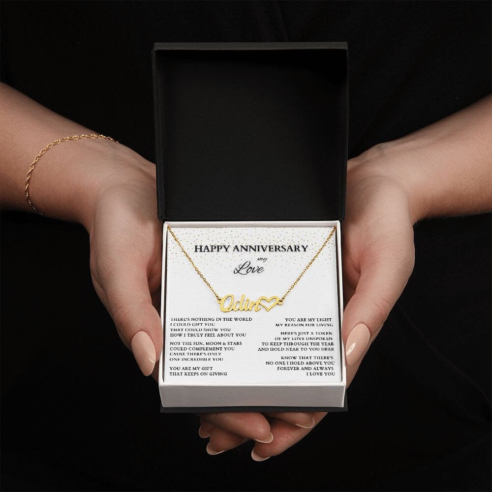 Personalized Name Necklace for Anniversary, Wedding Anniversary Name Necklace, Gold Anniversary Gift, Gold Name Necklace Anniversary Gift