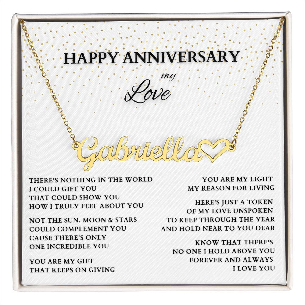 Personalized Name Necklace for Anniversary, Wedding Anniversary Name Necklace, Gold Anniversary Gift, Gold Name Necklace Anniversary Gift