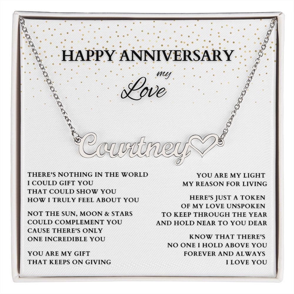 Personalized Name Necklace for Anniversary, Wedding Anniversary Name Necklace, Gold Anniversary Gift, Gold Name Necklace Anniversary Gift