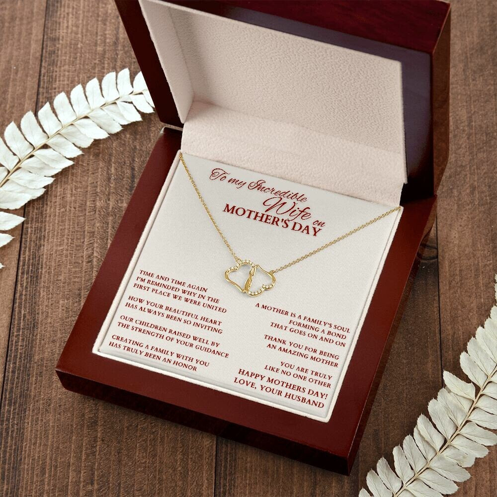 Mother's Day Gift From Husband, Mother's Day Gold Heart Necklace, Gift for Wife from Husband, Wife Mother's Day Gift, Wife Mom Necklace