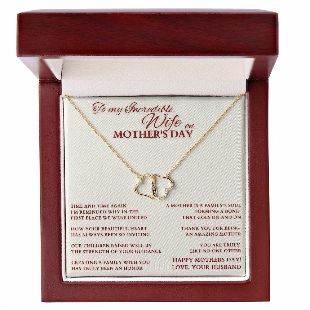 Mother's Day Gift From Husband, Mother's Day Gold Heart Necklace, Gift for Wife from Husband, Wife Mother's Day Gift, Wife Mom Necklace
