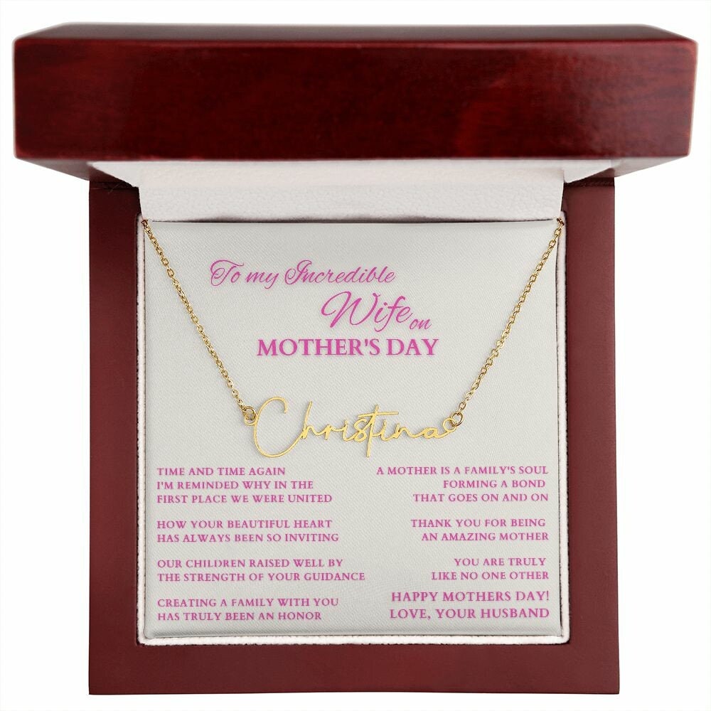 Happy Mother's Day Gift from Hubby, Mothers Day Custom Name Necklace from Husband, To Wife on Mother's Day, Mother of My Children Gift