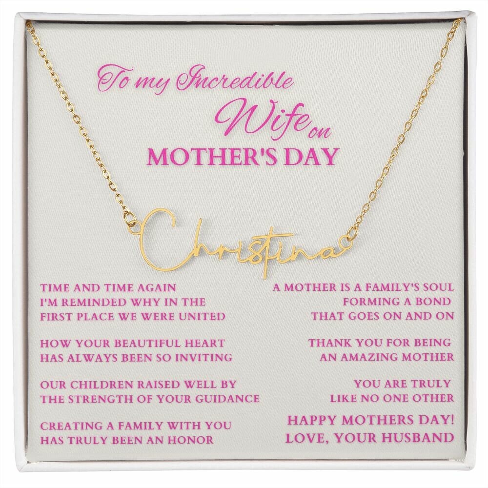 Happy Mother's Day Gift from Hubby, Mothers Day Custom Name Necklace from Husband, To Wife on Mother's Day, Mother of My Children Gift