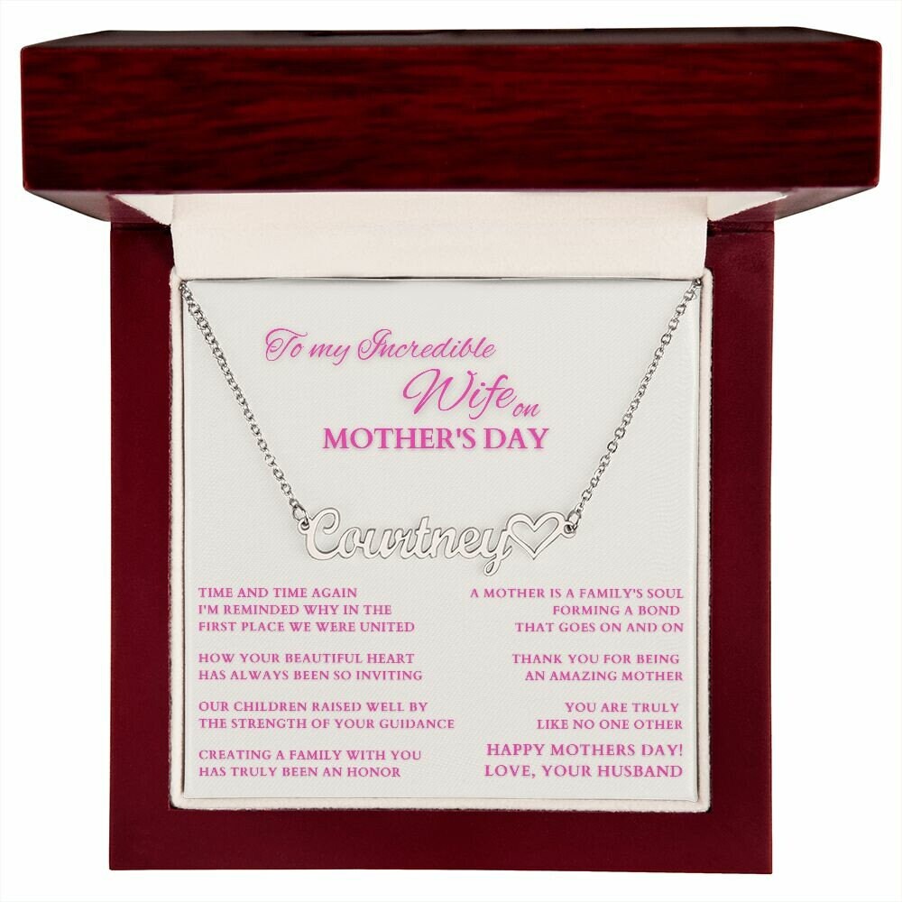 Happy Mother's Day Gift from Hubby, Mothers Day Custom Name Necklace from Husband, To Wife on Mother's Day, Mother of My Children Gift