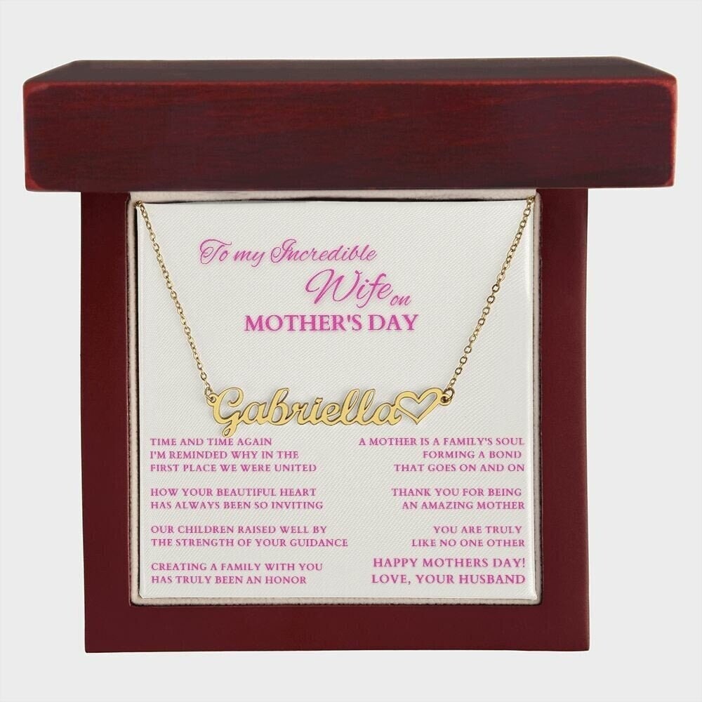 Happy Mother's Day Gift from Hubby, Mothers Day Custom Name Necklace from Husband, To Wife on Mother's Day, Mother of My Children Gift