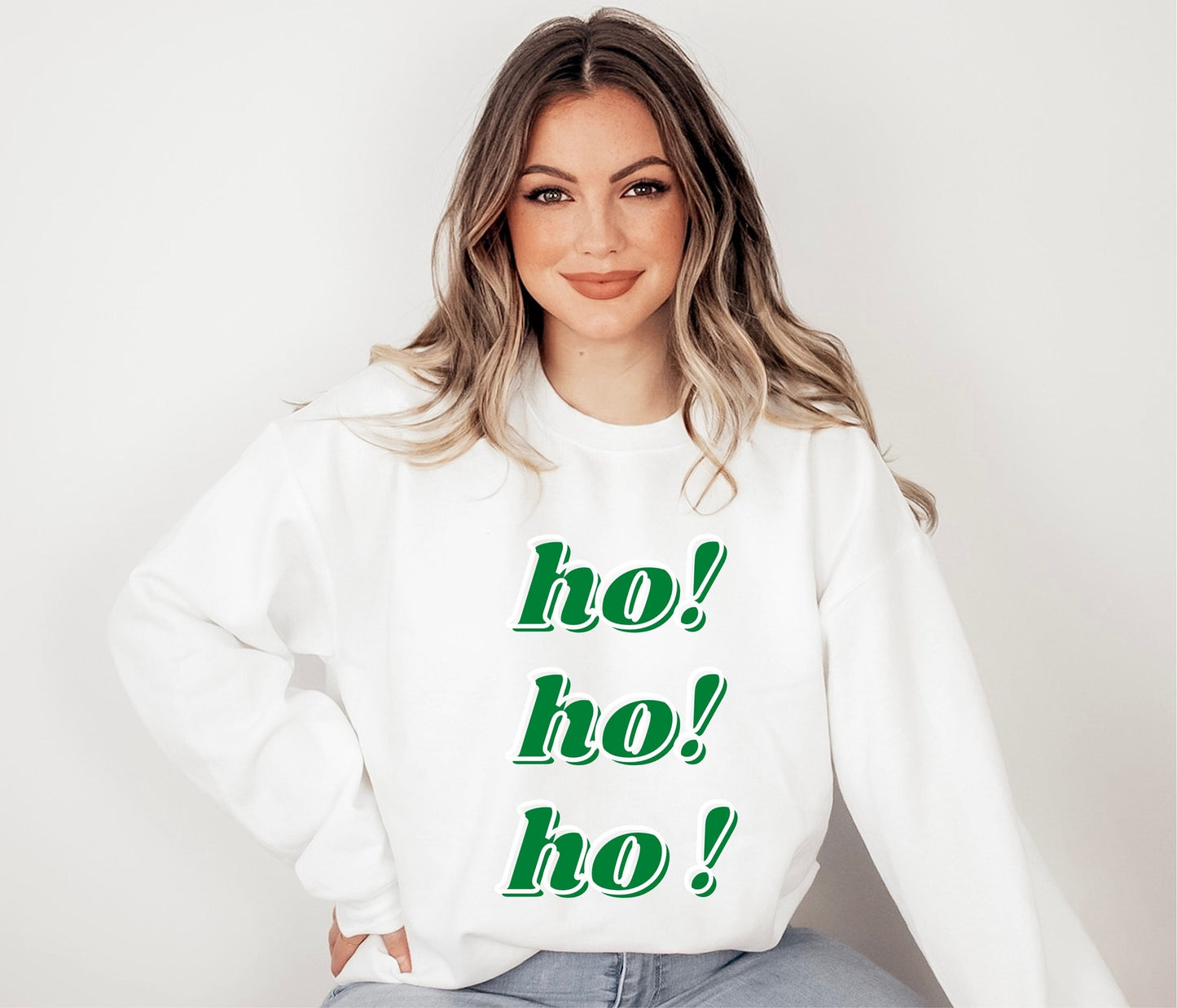 Ho Ho Ho Sweatshirt, Christmas Minimalist Top, Santa Claus Sweatshirt Xmas, Trendy Retro Font Holiday Unisex Heavy Blend Crewneck Sweatshirt