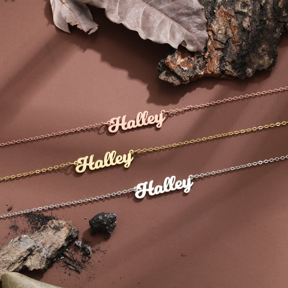 Gold Plated Silver Personalized Name Letter Necklace