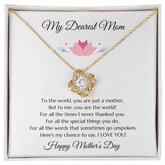 Mother's Day Gift, Mother's Day Message Card Jewelry, Mom Gift, Gold Love Knot and Mom Poem, To Mom from Daughter, to Mom from Son, Mom Gift