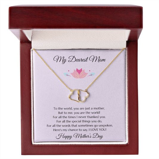 Mom Gift, Mother's Day Diamond Necklace, Mothers Day Gift, Perfect Gift for Mom, Diamond and Gold Infinity Hearts for Mom, Lilac Mom Gift