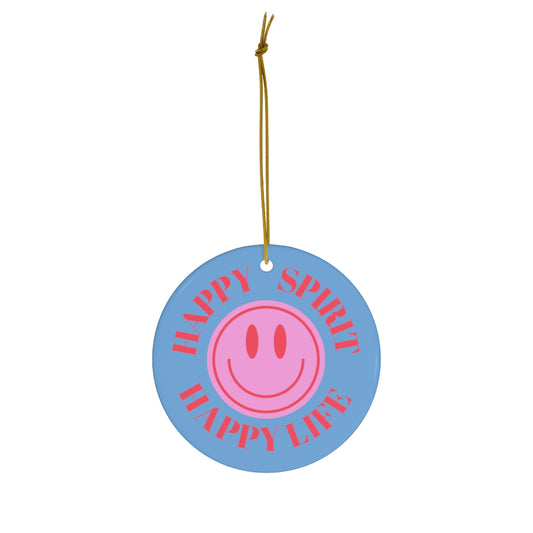 Holiday Ornament Happy Spirit Happy Life, Happiness Ornament, Modern Ornament, Smile Decoration, VSCO, Tumblr, Pink Smile, Retro Christmas